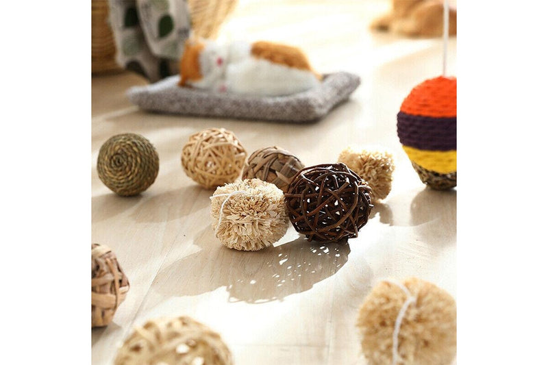 Ozstock Pet Teeth Chew Grinding Natural Grass Ball Toy Hamster Bes For Rabbit B 10CM