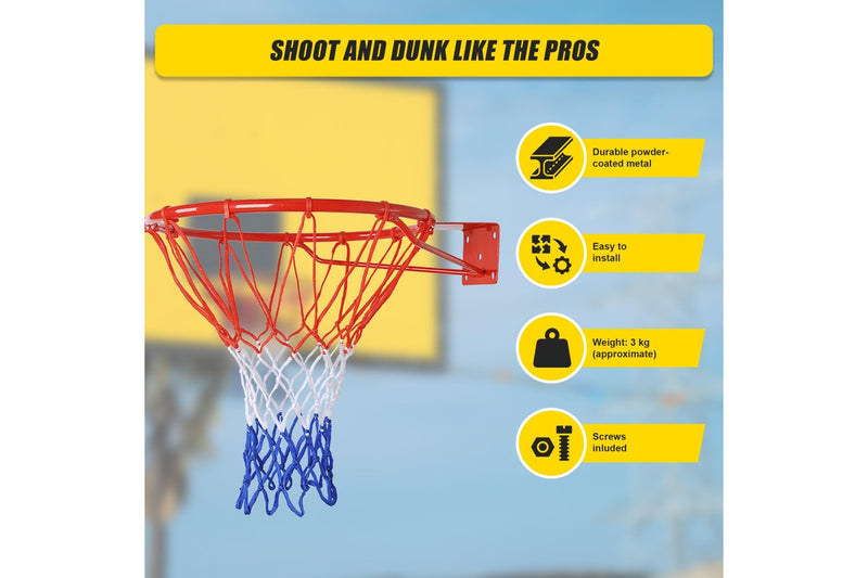 Pro Size Wall Mounted Basketball Hoop Ring Goal Net Rim Dunk Shooting Outdoor