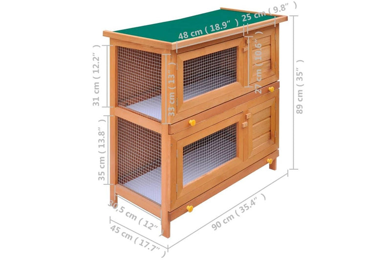 Outdoor Rabbit Hutch Small Animal House Pet Cage 4 Doors Wood vidaXL