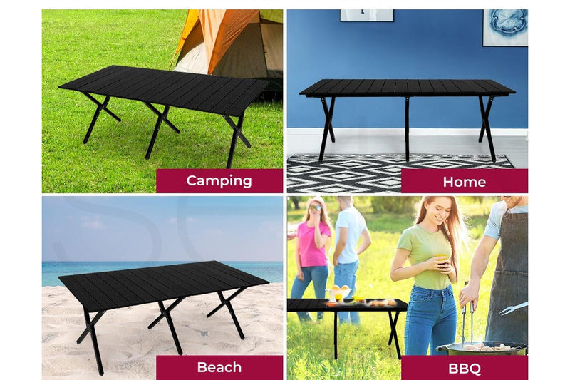 Levede Folding Camping Table Black