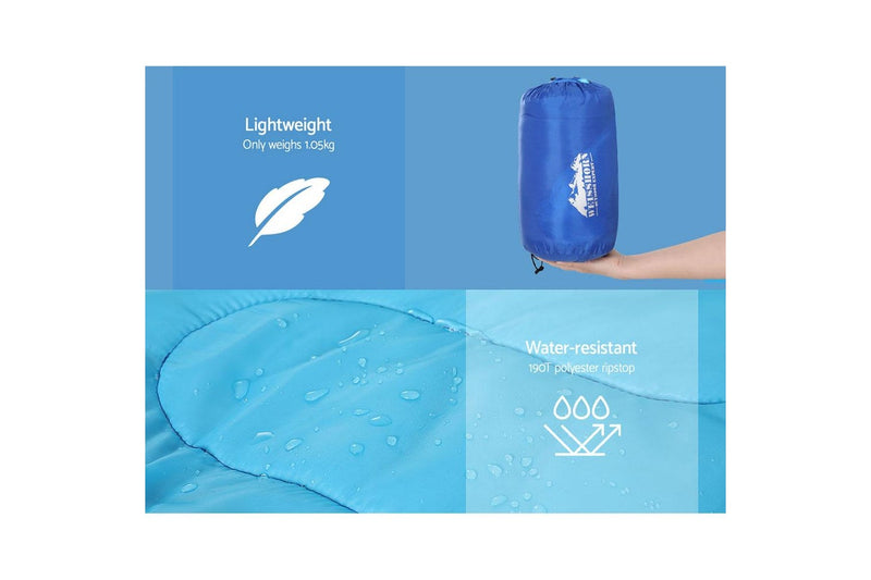 Weisshorn Sleeping Bag Kids Single 172cm Thermal Camping Hiking Blue