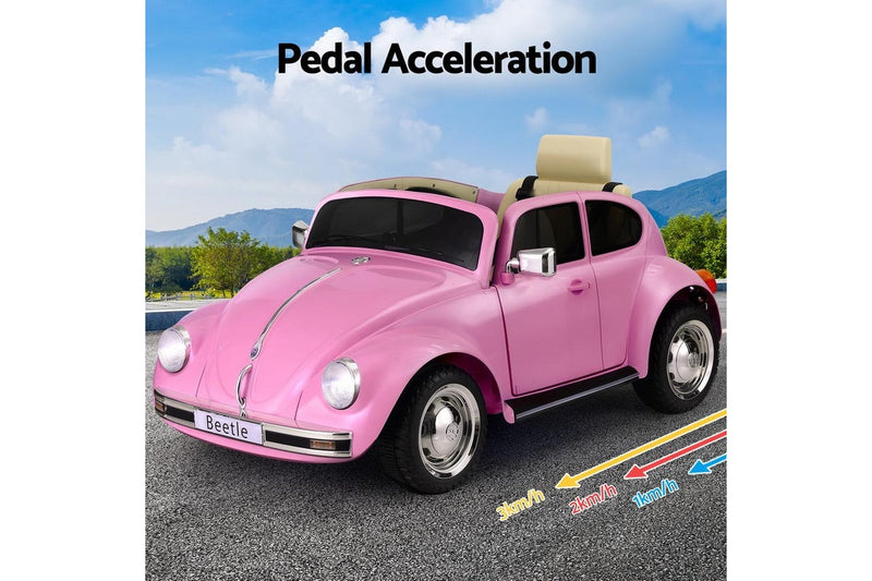 Kids Ride On Car Licensed Volkswagen Beetle Electric Toys Horn Remote 6V Pink