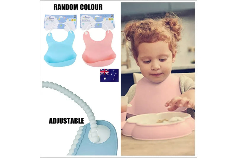 Costcom Baby Kid Smock Toddler Waterproof Soft Silicone Feeding Bib Apron Pouch BPA Free