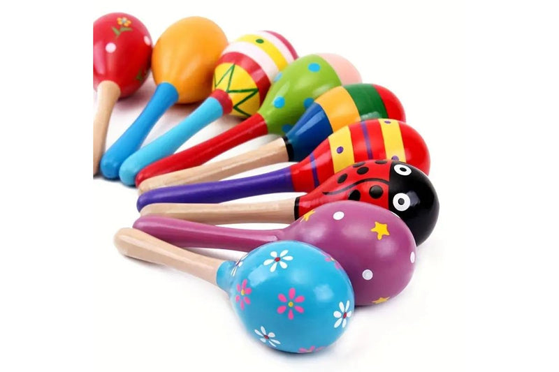 6x WOODEN MARACAS Musical Egg Percussion Toy Shakers Rattles Rumba Party BULK