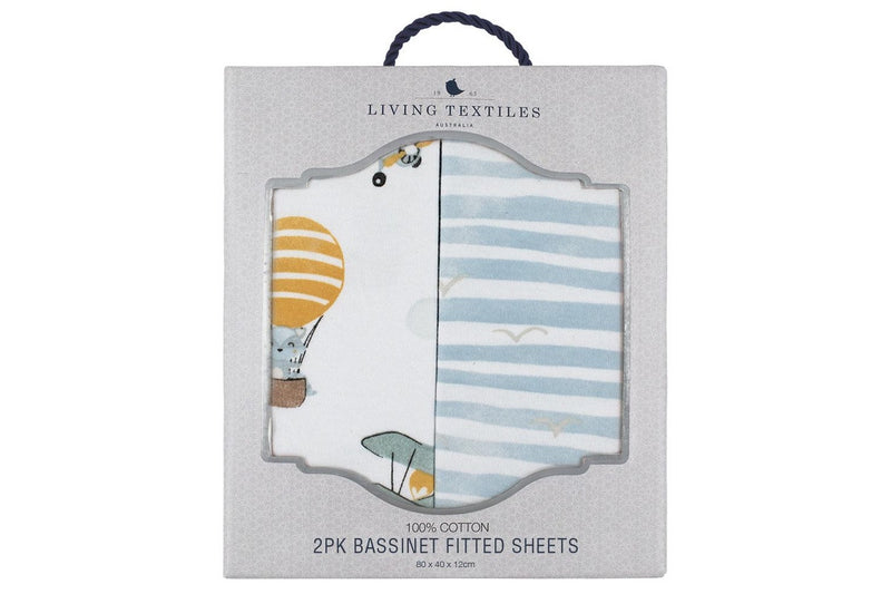 2pc Living Textiles Infant Cotton Nursery Bassinet Fitted Sheets Up Up & Away