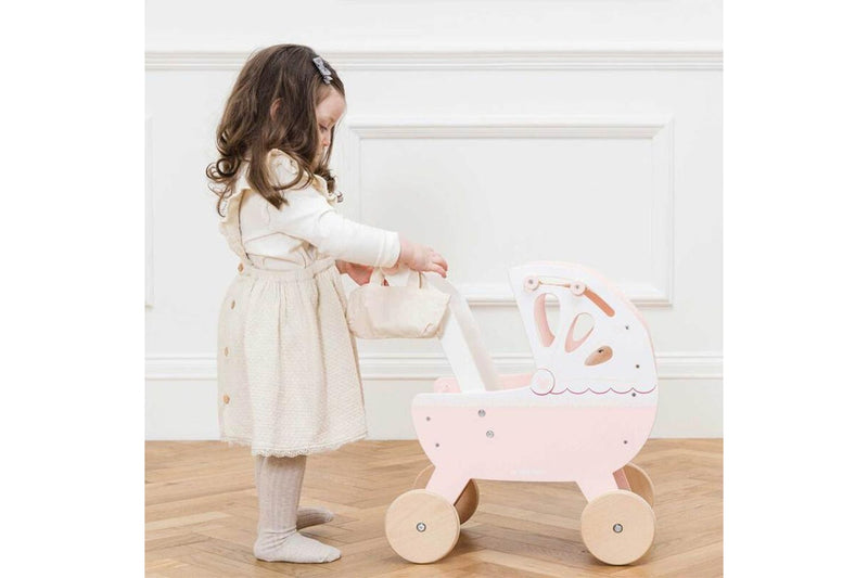 Le Toy Van Honeybake 46cm Sweet Dreams Pram Wooden Toy Pretend Play Kids 3+ Pink