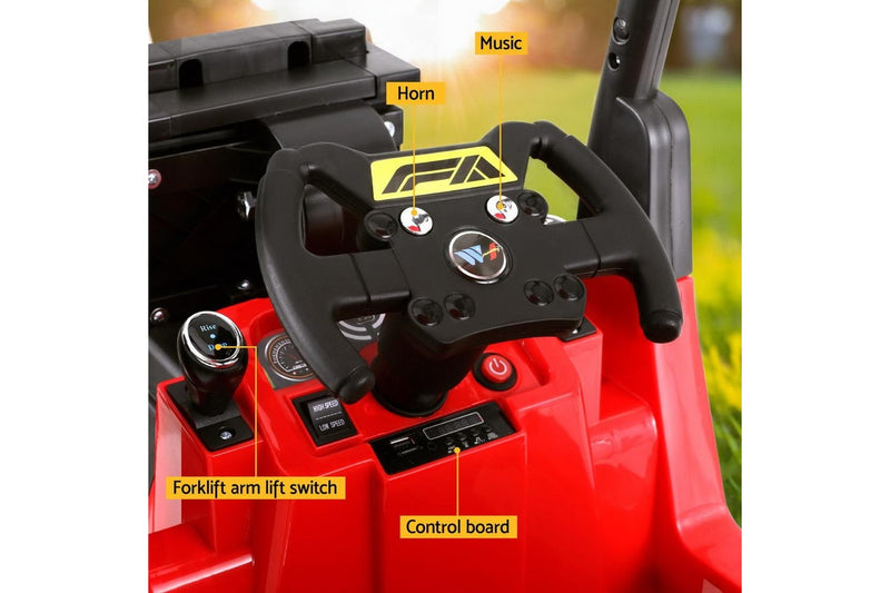 Rigo Kids Electric Ride On Car Forklift Loader Toys Cars Horn Remote 12V Red