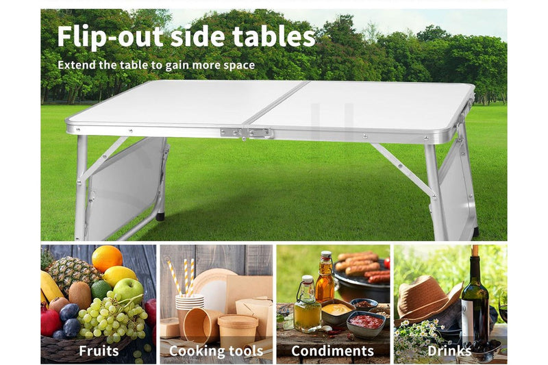 Levede Camping Table Aluminium Foldable White