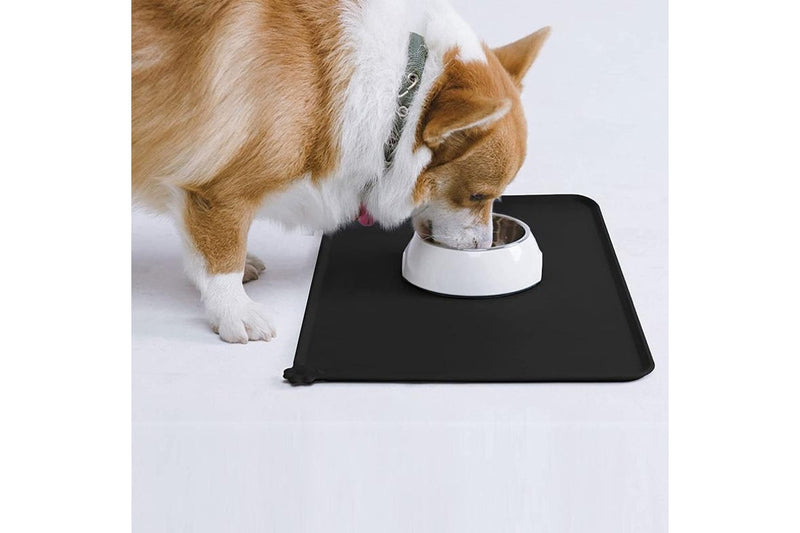 Non-Slip Waterproof Pet Feeding Mat - 54 x38cm (Black)