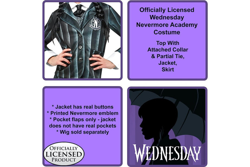 Wednesday (2023): Nevermore Academy - Black Costume (Size: 5-7)