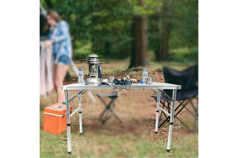 Costcom Folding Camp Table Small, with Adjustable Height Legs (90CM)