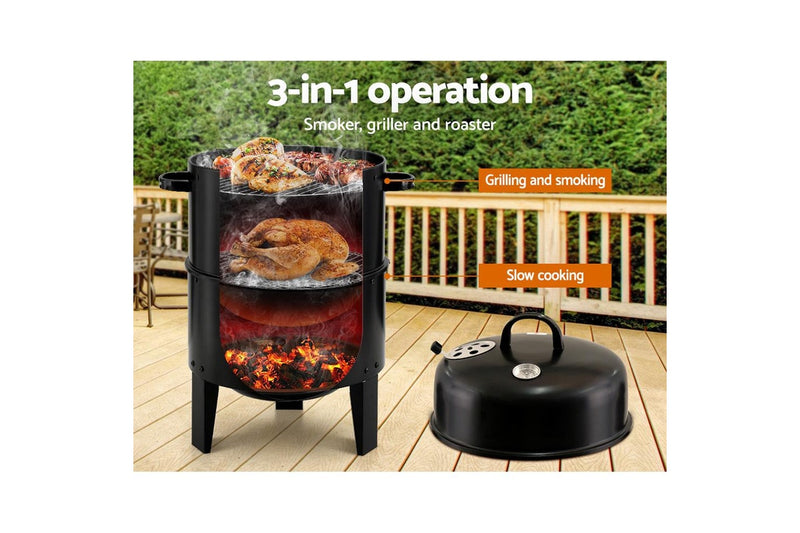 Grillz 3-In-1 BBQ Grill Charcoal Smoker