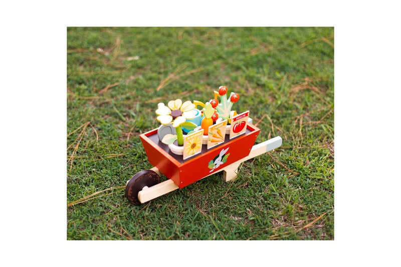 Tender Leaf Toys 48.5cm Garden Wheelbarrow Wooden Toy Set Kids Children 3y+