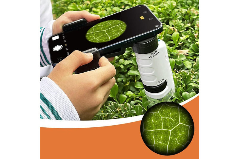 60X-120X Pocket Kids Microscope Portable Handheld Miniscope White