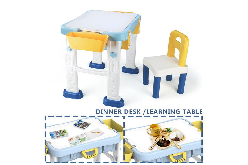 Zoink: Kids Adjustable Height Learning Table & Chair Set - 56 Pieces Building Block