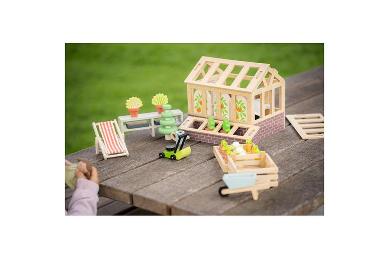 Tender Leaf Toys 48cm Greenhouse w Garden Wooden Toy Set Kids Children 3y+