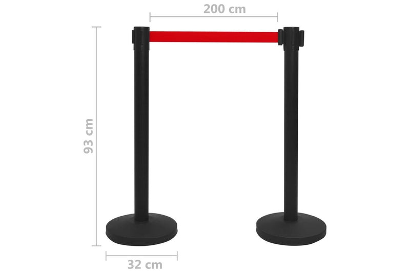 Stanchions with Belts 4 pcs Airport Barrier Iron Black vidaXL