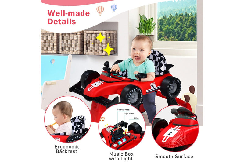 Costway 4in1 Walker Stroller Folding Push Walkers Ride on Toy Car Activity Music Gift Red