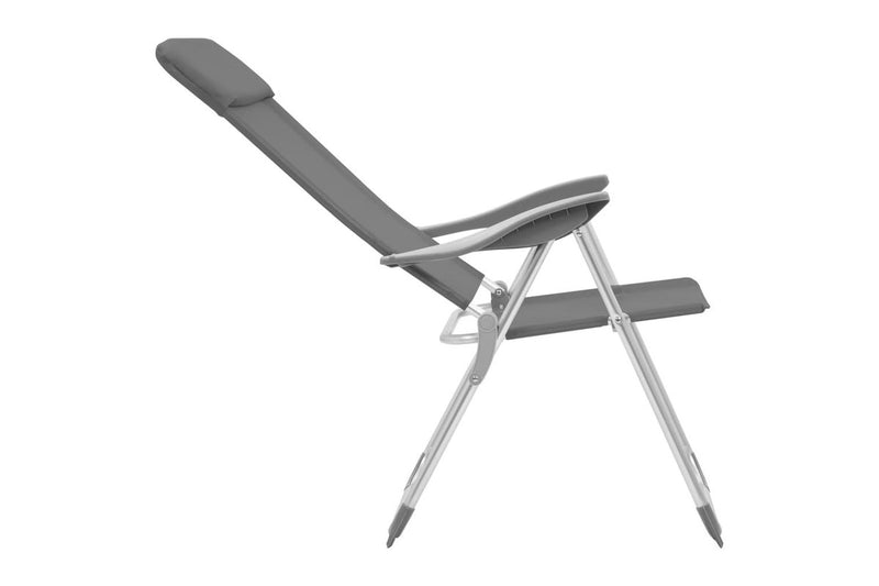 Folding Camping Chairs 2 pcs Grey Aluminium vidaXL