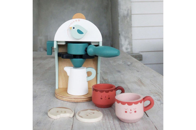 Tender Leaf Toys 15cm Babyccino Maker Coffee Wood Toy Pretend Play Set Kids 3y+