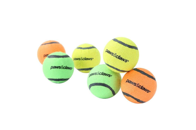 4x 2PK Paws & Claws Squeaky Tennis Balls Pet Dog Toy Interactive Fun Play Assort