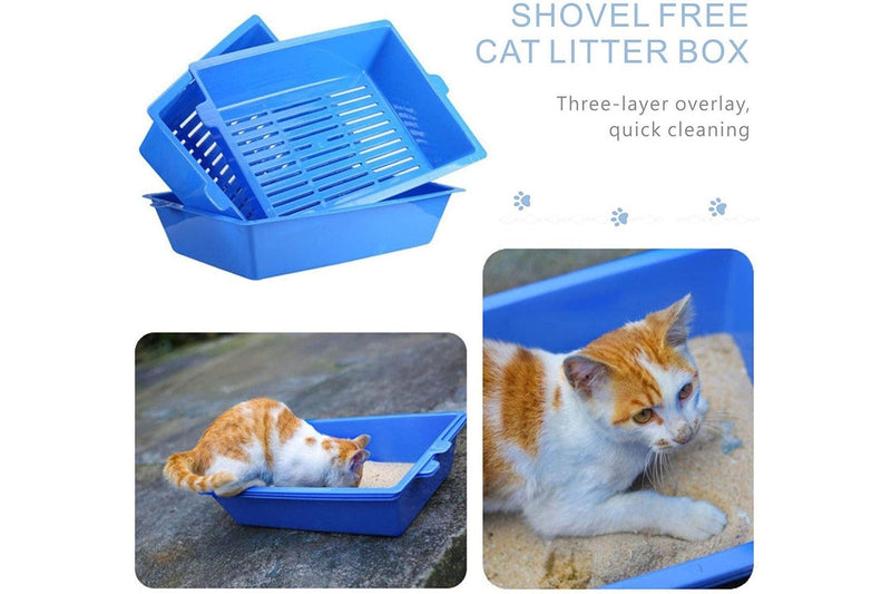 YES4PETS Lift and Sift Self Cleaning Kitty Litter Trays Cat Litter Tray Toilet Sifting Slotted Trays