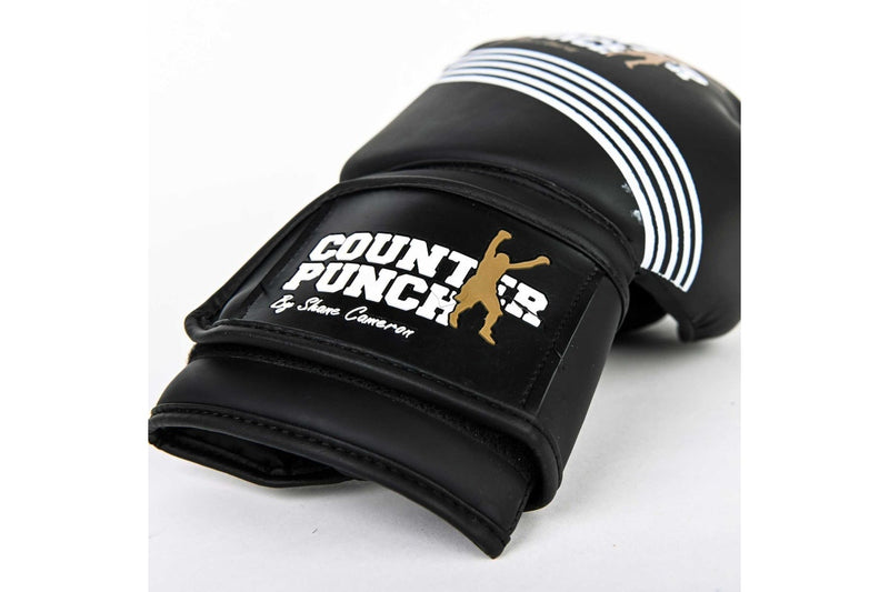 Counterpunch Matte Finished Synthetic Leather Gloves - White Stripes - 12oz