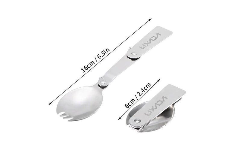 Lixada Pack Of 2 Outdoor Foldable Stainless Steel Spork Camping Picnic Tableware Camping Cooking Utensils