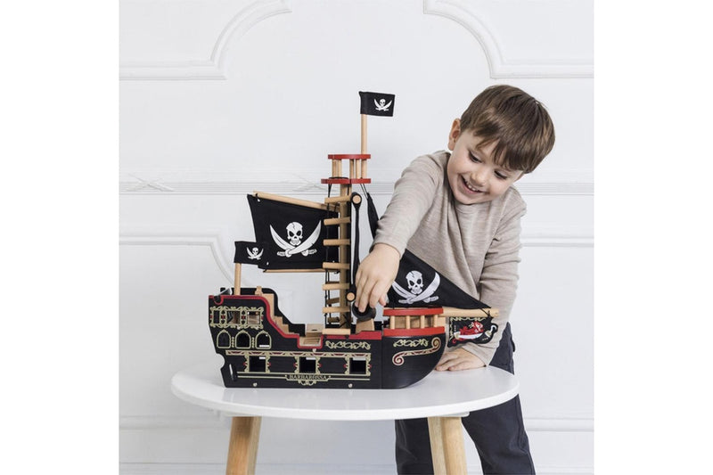 Le Toy Van 50cm Barbarossa Pirate Ship Wooden Fun Play Toy Kids Children 3y+