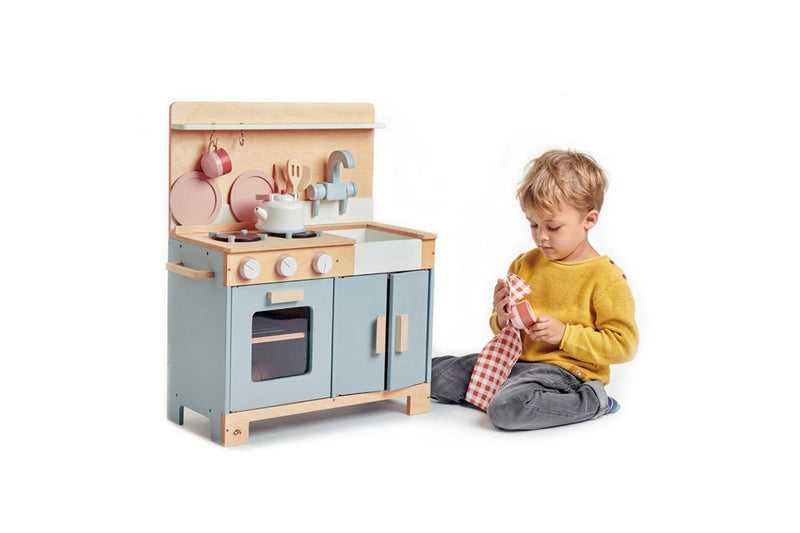 Tender Leaf Toys 52cm Mini Chef Home Kitchen Cooking Wooden Toy Set Kids 3y+