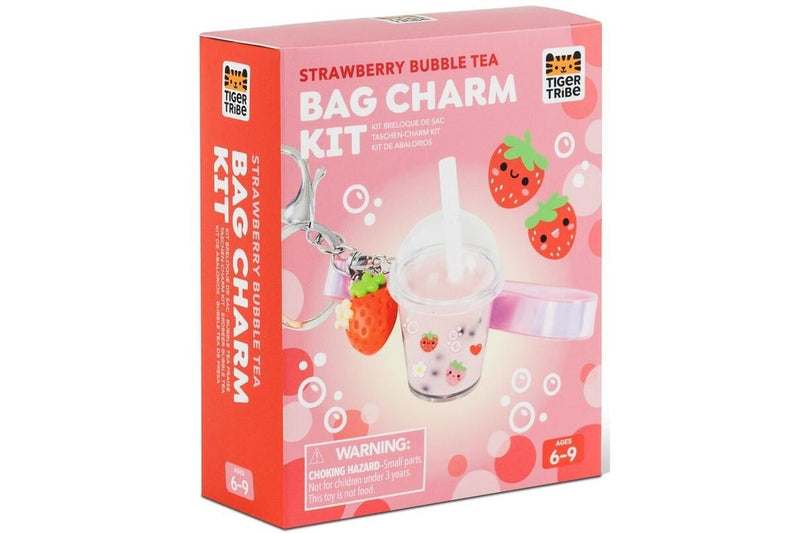 Tiger Tribe: Strawberry Bubble Tea - Bag Charm Kit