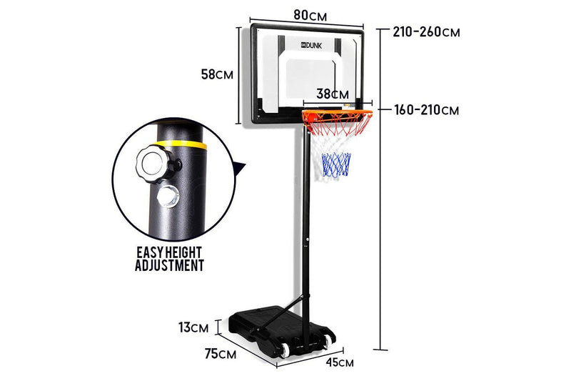 Dr.Dunk Adjustable Basketball Stand System Kids Hoop Portable Height Rim Ring