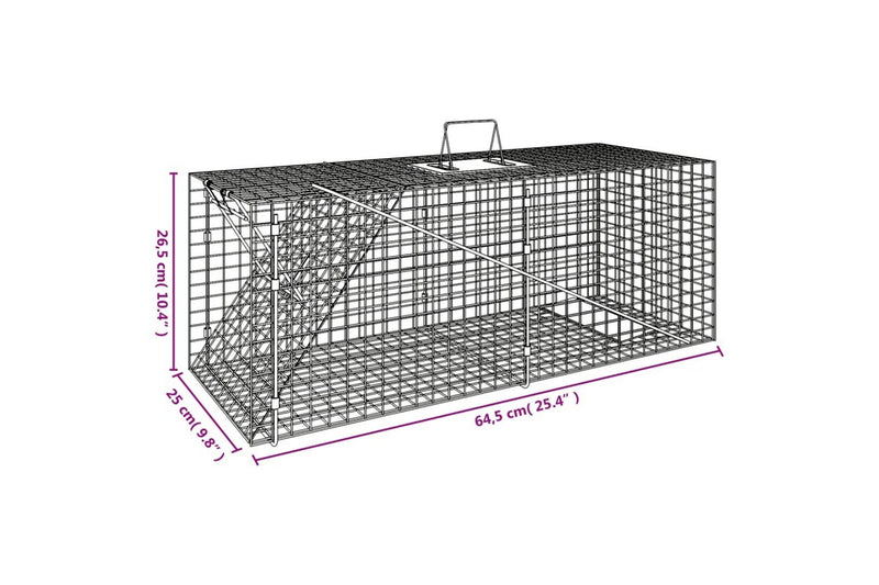 Animal Trap 64.5x25x26.5 cm Galvanised Iron vidaXL