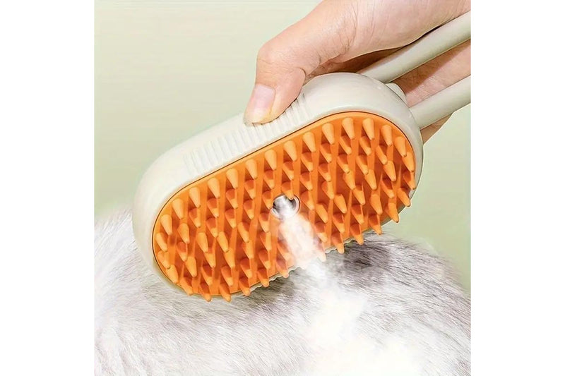 PETSWOL 3 in 1 Self Cleaning Pet Steam Brush - Beige