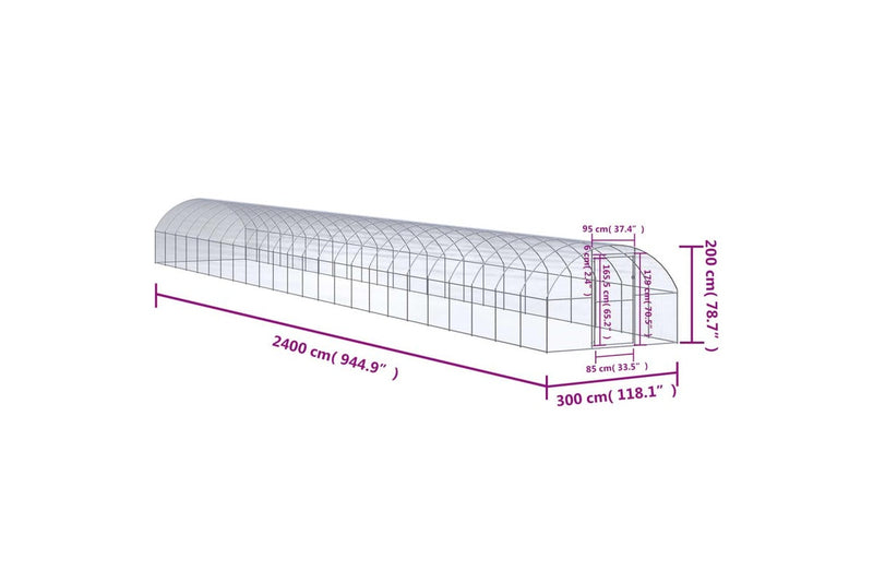 Outdoor Chicken Coop 3x24x2 m Galvanised Steel vidaXL