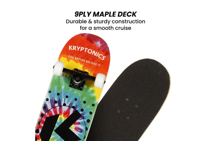 Kryptonics 31-inch Star Series Complete Skateboard Rainbow Dot