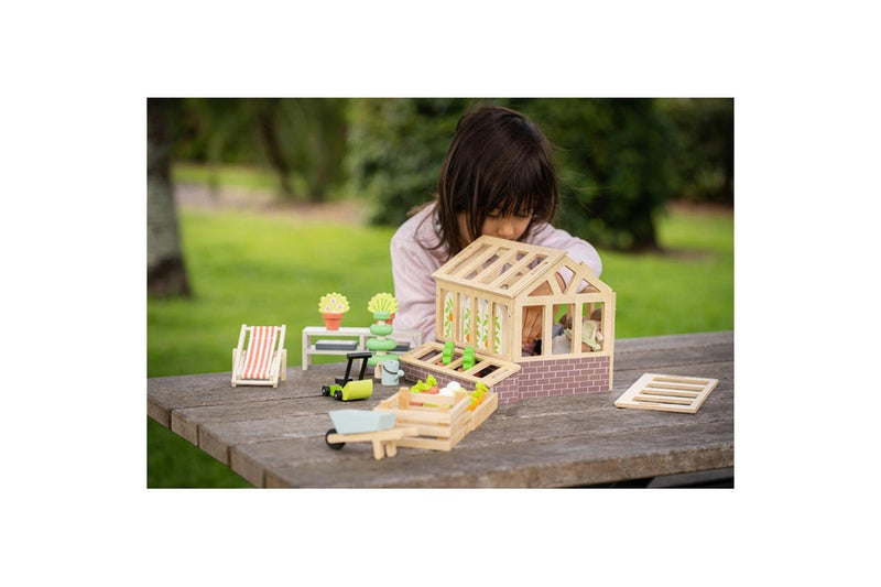 Tender Leaf Toys 48cm Greenhouse w Garden Wooden Toy Set Kids Children 3y+