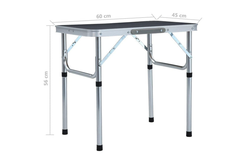 Folding Camping Table Grey Aluminium 60x45 cm vidaXL