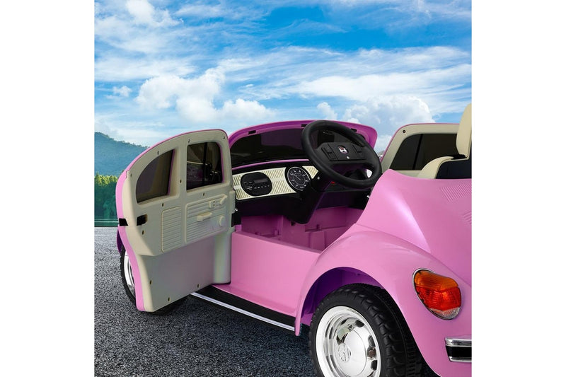 Kids Ride On Car Licensed Volkswagen Beetle Electric Toys Horn Remote 6V Pink