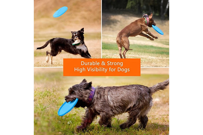 PETSWOL Soft Rubber Dog Frisbee - Blue (2 Pack)