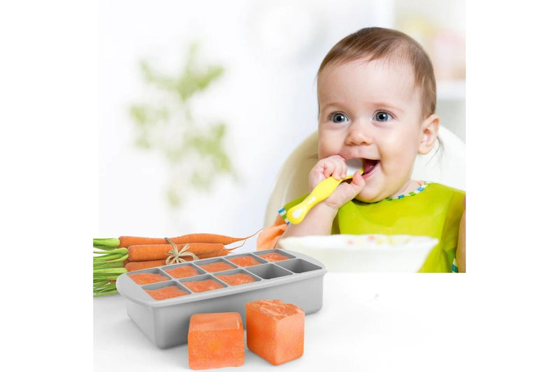 Melii: Silicone Baby Food Freezer Tray with Lid - Grey