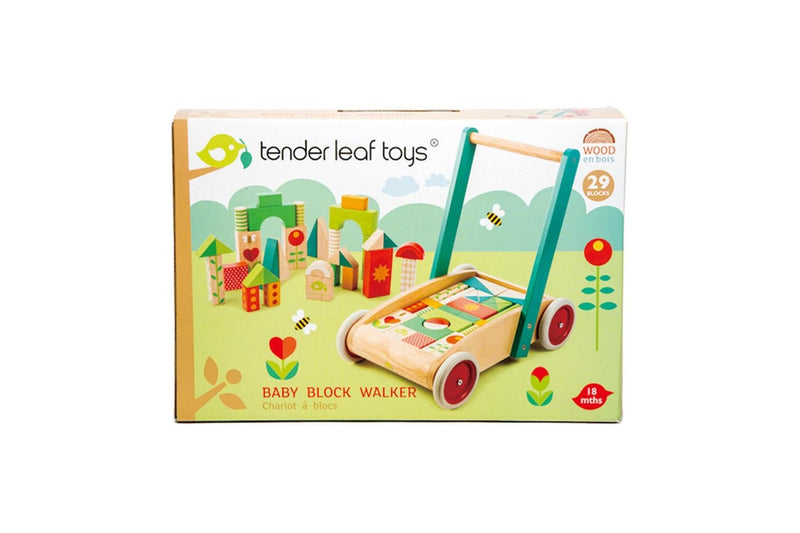 Tender Leaf Toys 41.5cm Wagon w Wooden Blocks Toy Set Play Kids Toddler 18m+