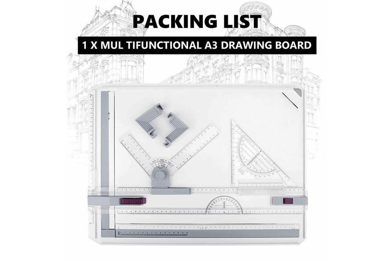 Ozstock PRO A3 Drawing Board Table with Parallel Motion and Adjustable Angle Drafting