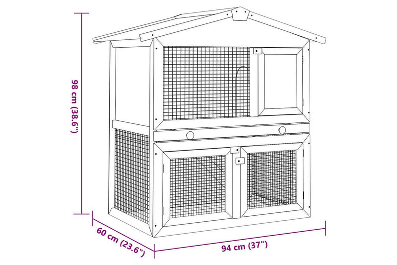 Outdoor Rabbit Hutch 3 Doors Red Wood vidaXL