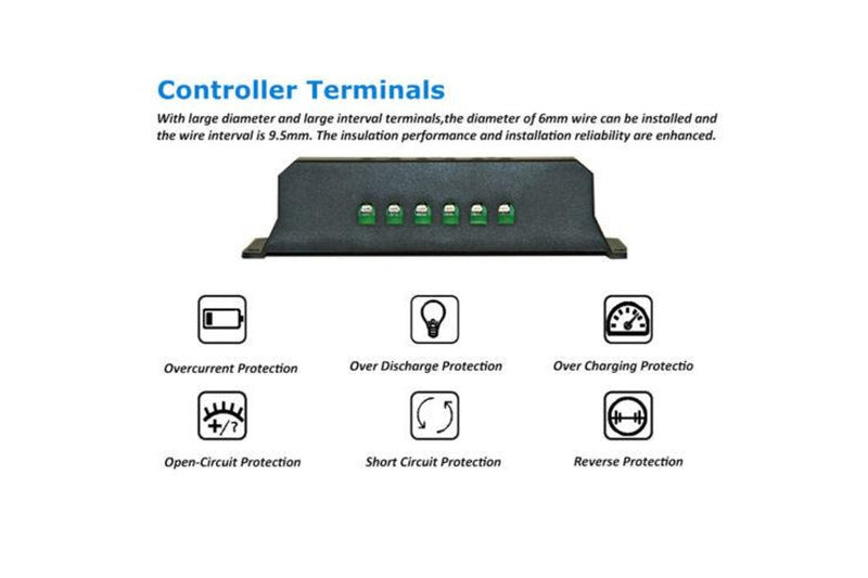 Costcom Solar Panel Regulator Charge Controller USB 12V-24V, 30A