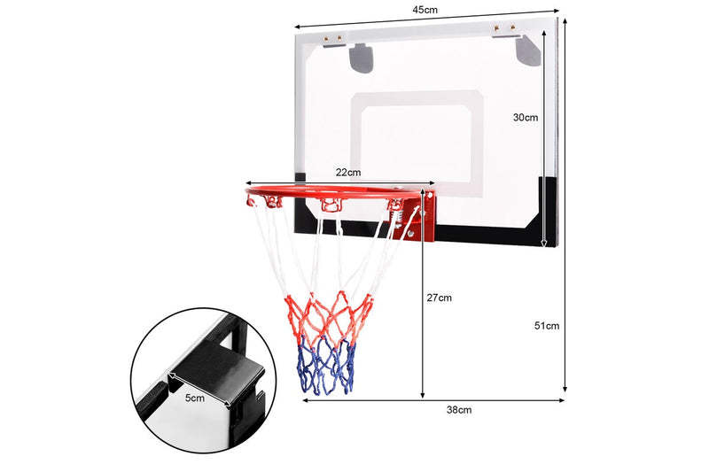 Costway Mini Basketball Hoop Backboard Door Mounted Basketball Ring System Nets Indoor Adults Toy w/Pump