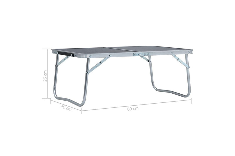 Folding Camping Table Grey Aluminium 60x40 cm vidaXL