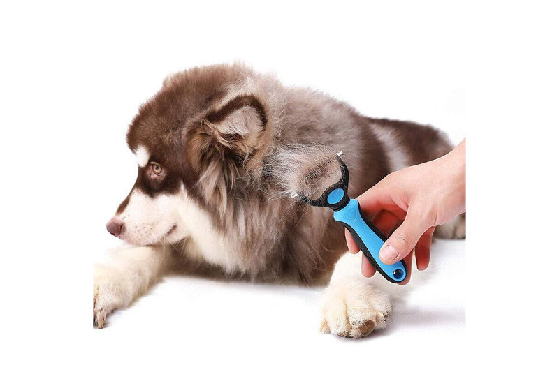 Ozstock Pet Dog Cat Grooming Comb Brush Undercoat Rake Dematting Deshedding Trimmer Blue small