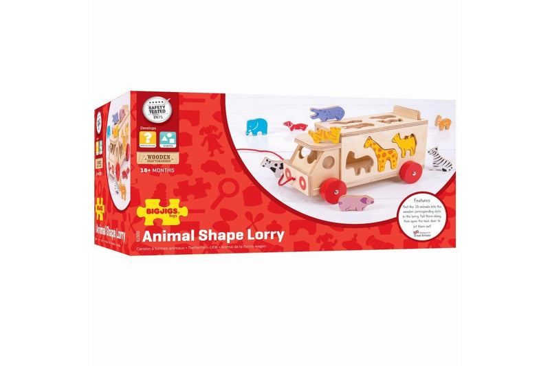 Bigjigs Toys Shape Sorter Lorry w 10 Wooden Animals Kids Educational Toy 18m+