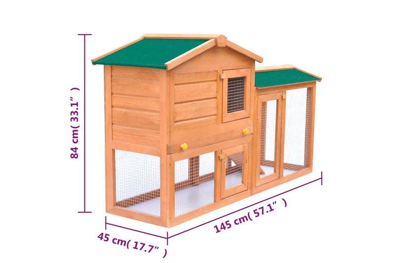 Outdoor Large Rabbit Hutch Small Animal House Pet Cage Wood vidaXL